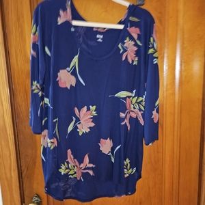 Blue Floral Tunic Top